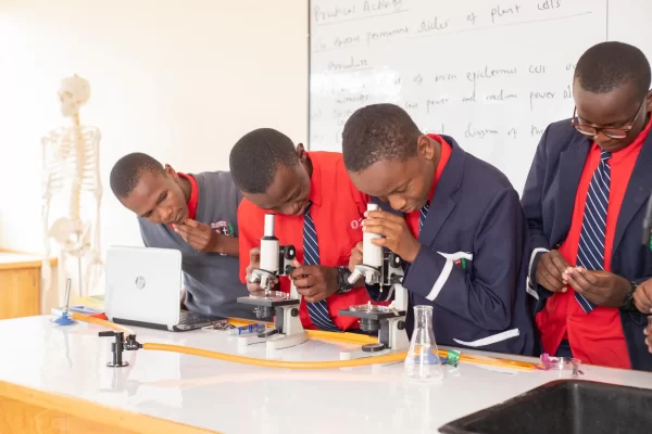 PCEA Enoomatasiani Booth Boys High School - students studying in the laboratory