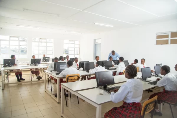 PCEA Ongata Booth Girls High School - students in the computer lab studying