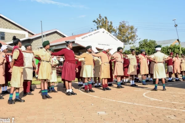 PCEA Kanjeru Booth Girls High School - girl scouts at the parade ground