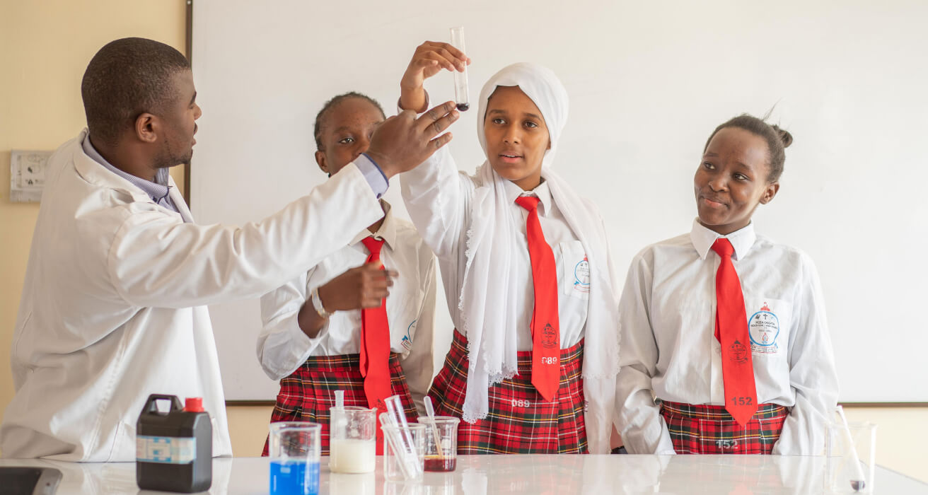 PCEA Ongata Booth Girls High School students in the lab