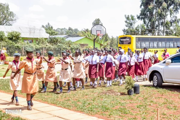 PCEA Kanjeru Booth Girls High School of excellence - girl scouts marching at the parade ground